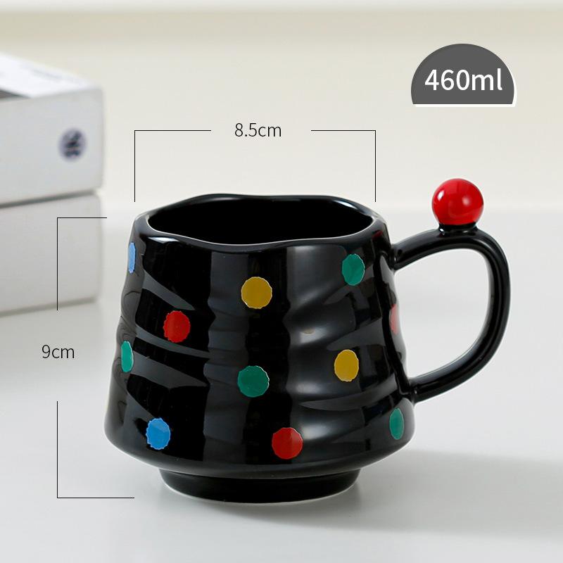 

Красочная кружка в горошек, керамическая чашка, креативная чашка высокой ценности, студенческая чашка для питья воды, чашка для завтрака, кофейная чашка 450ml