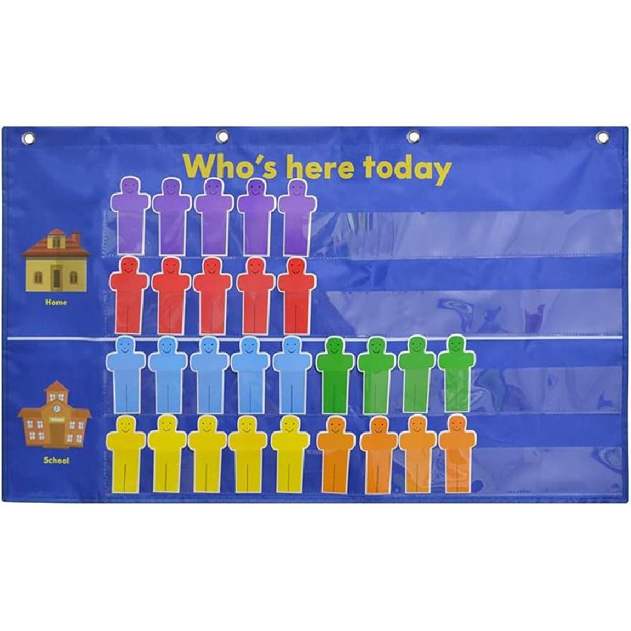 Карманная таблица посещаемости с 72 карточками, Карманная таблица для класса… синий