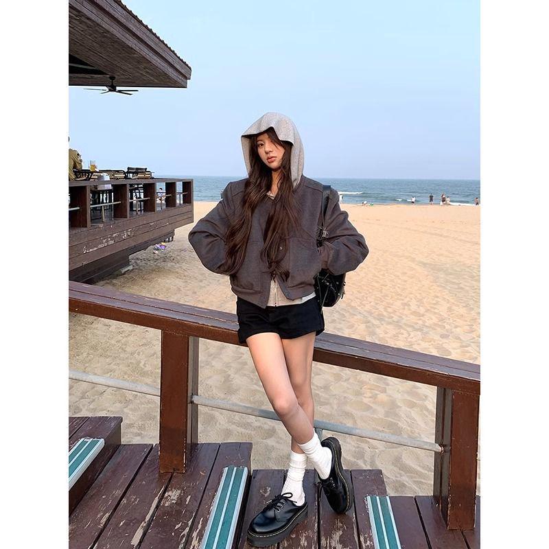 Women's Gray Baseball Jacket - New Arrival Autumn 2025