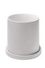 Ekirlin White Ceramic Flower Pot, Stylish, with Saucer and Hole, Pure Color, Planter, Nordic Style, Indoor Decor, Room Decoration, Houseplant, 10.6cm,
