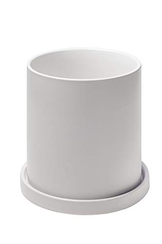 

Ekirlin White Ceramic Flower Pot, Stylish, with Saucer and Hole, Pure Color, Planter, Nordic Style, Indoor Decor, Room Decoration, Houseplant, 10.6cm,