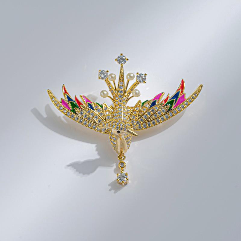 Bo Xin Yun Luxury Phoenix Brooch: Unisex Enamel Suit Pin - Ideal Corporate Gift