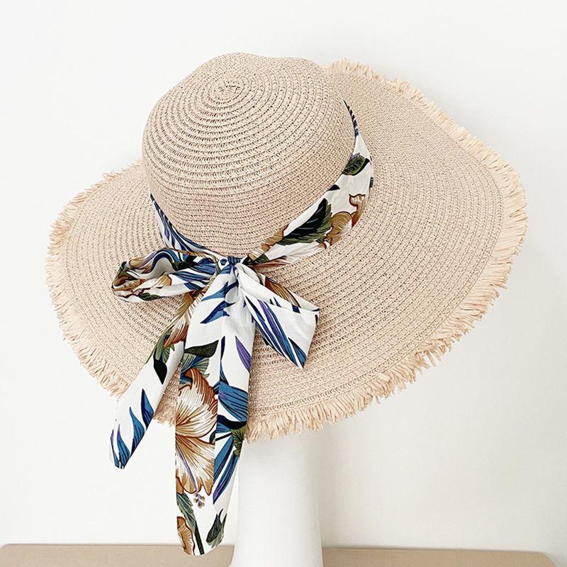 Γυναικείο Ψάθινο Καπέλο Ηλίου με Φαρδύ Γείσο - Πτυσσόμενο Καπέλο Παραλίας & Διακοπών