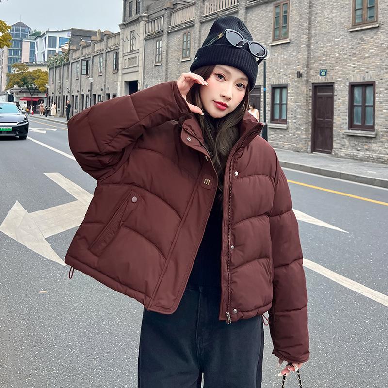 Short cotton-padded clothes winter 2025 new loose stand-up collar thickened bread small fashion jacket women's cotton-padded jacket women's clothing