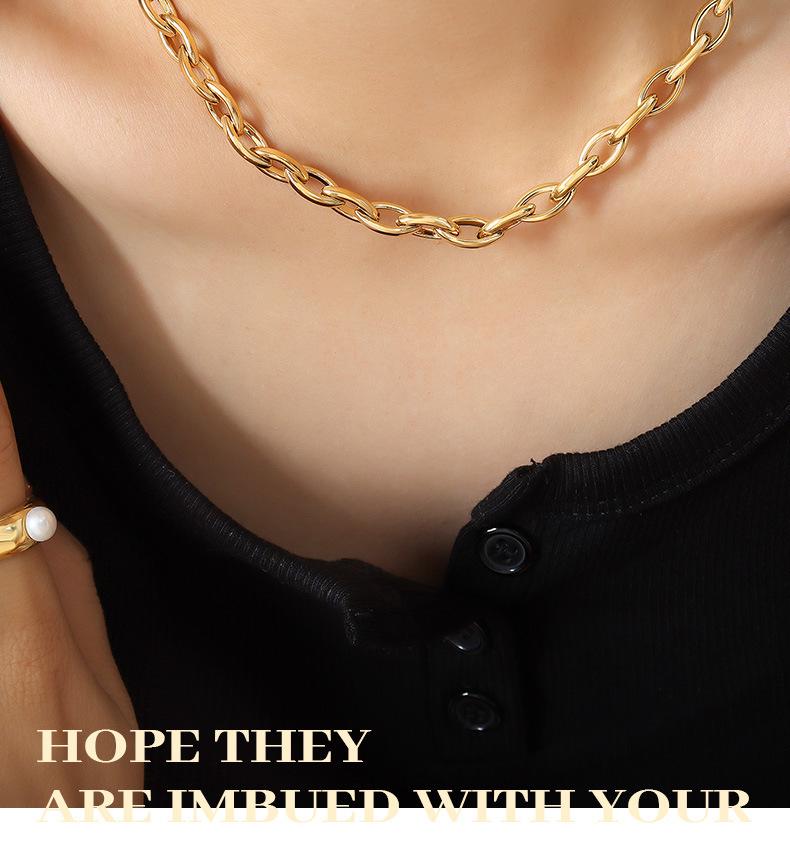 European Copper Jewelry Set: Chunky Chain Necklace & Versatile Bracelet
