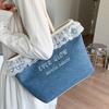 2025 New Niche Cute Playful High-end Lace Handheld Canvas Bag Student Shopping Bag Tote Bag