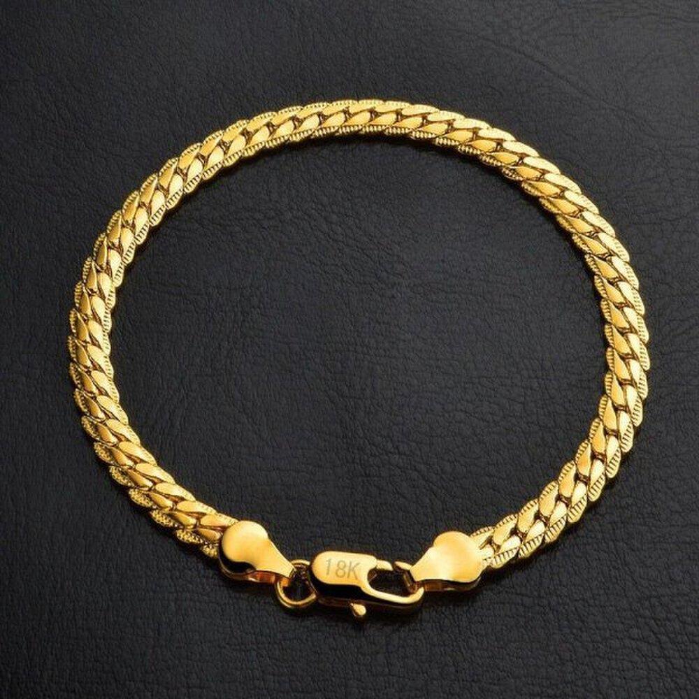 6mm Chain Bracelet 18K Gold Plated Fashion Men Women Classic Luxury Girlfriend Couple Unisex Fashion Accessory