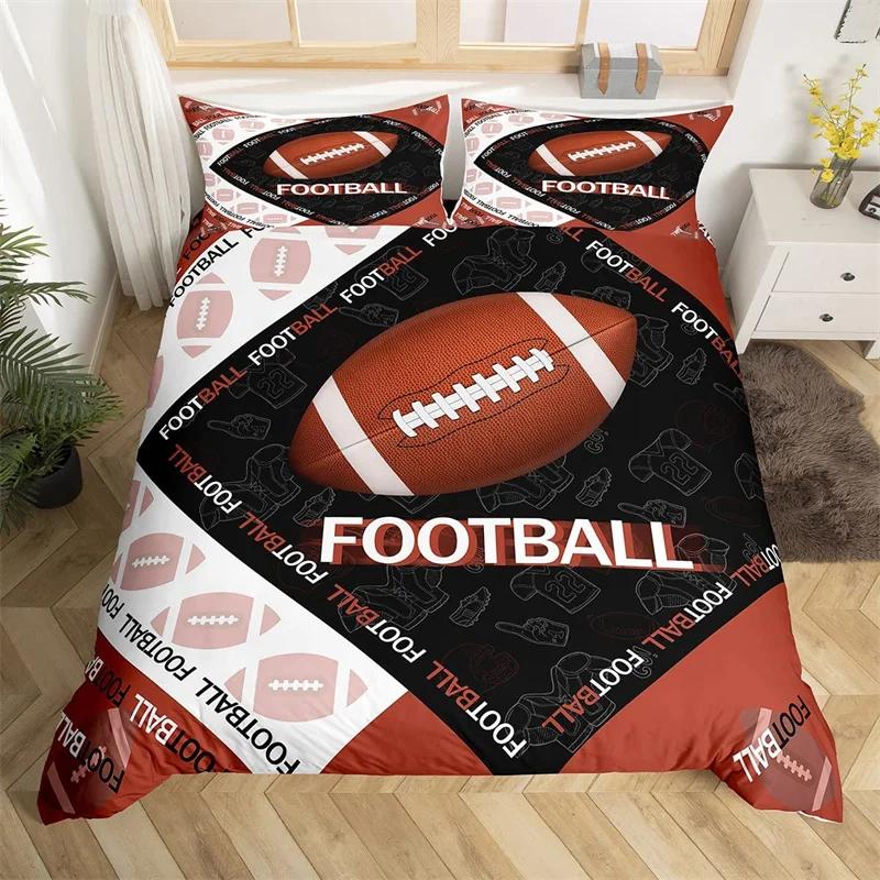 Comforter Soccer Sports Football Game Geometric Pattern Bedding Set For Kids Boys Girls Microfiber Ball Gaming
