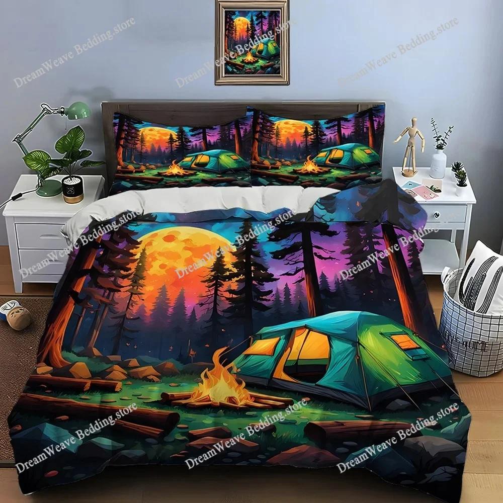 Outdoor camping enthusiasts Style Duvet Cover Pillow Case Bedding Set Quilt Cover Double Bed Home Textileextile Luxury Gift