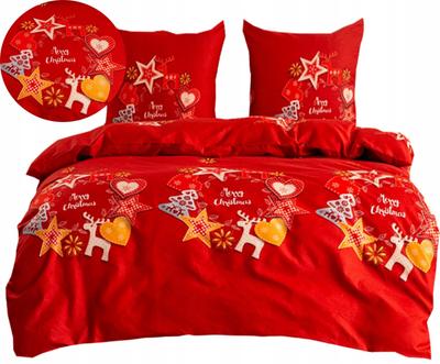 Christmas Bedding Cotton Satin 160x200 + Pillowcases Christmas Tree, Bubbles Snowman