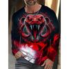 Spring and Autumn Round Neck 3D Snake Pattern Printed Top Fashionable Casual Long Sleeved Men's T-shirts