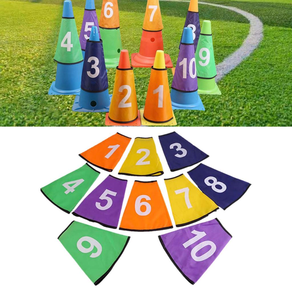 Number Soccer Cone Collars Bright Color Agility Sleeves for Football Basketball Classroom Training