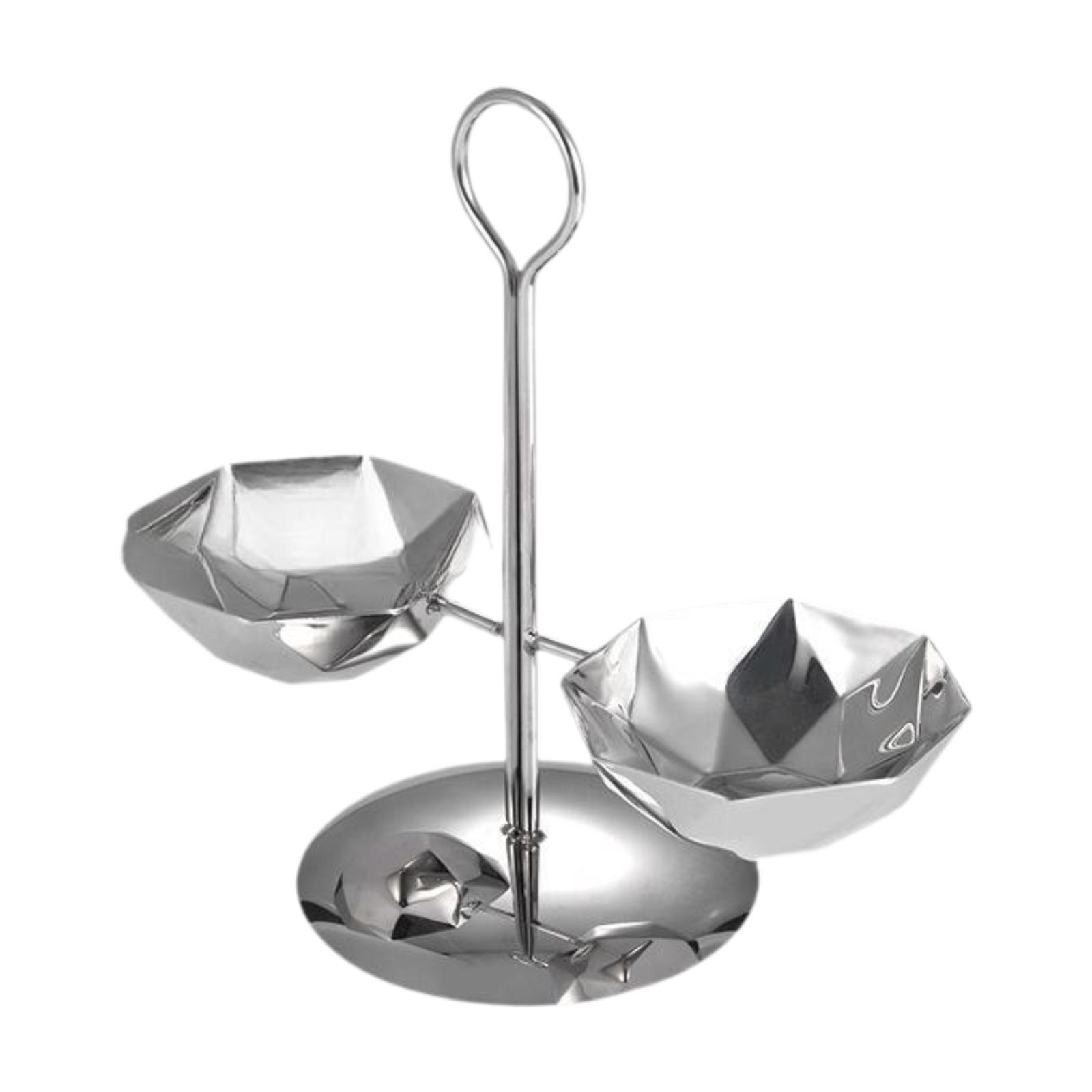 Condiment Serving Bowl Divided Tray for Kitchen Restaurant Side Dishes серебряный