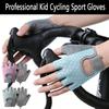 Kinder SportHandschuhe Atmungsaktiv Anti-Rutsch Radfahren Fingerlose Handschuhe Jungen Mädchen 3-13 Jahre Schweißabsorbierend Gepolstert EisSeide Handschuhe