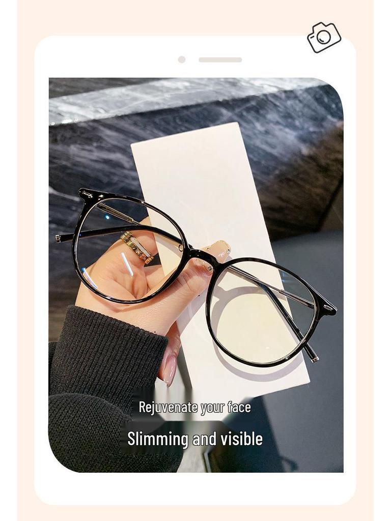 Ultra-Light Korean Style Women’s Eyeglass Frames with Myopia Prescription Option & Anti-Blue Light, Cold Tea Color Trend.