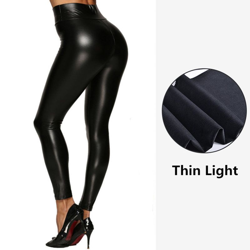 

Pants for Women, Ins-Style Sexy Leggings, Colorful European and American Leather Pants, Butt-Lifting Tight-Fitting Nightclub Outfit for Hot Girls Black Gloss M