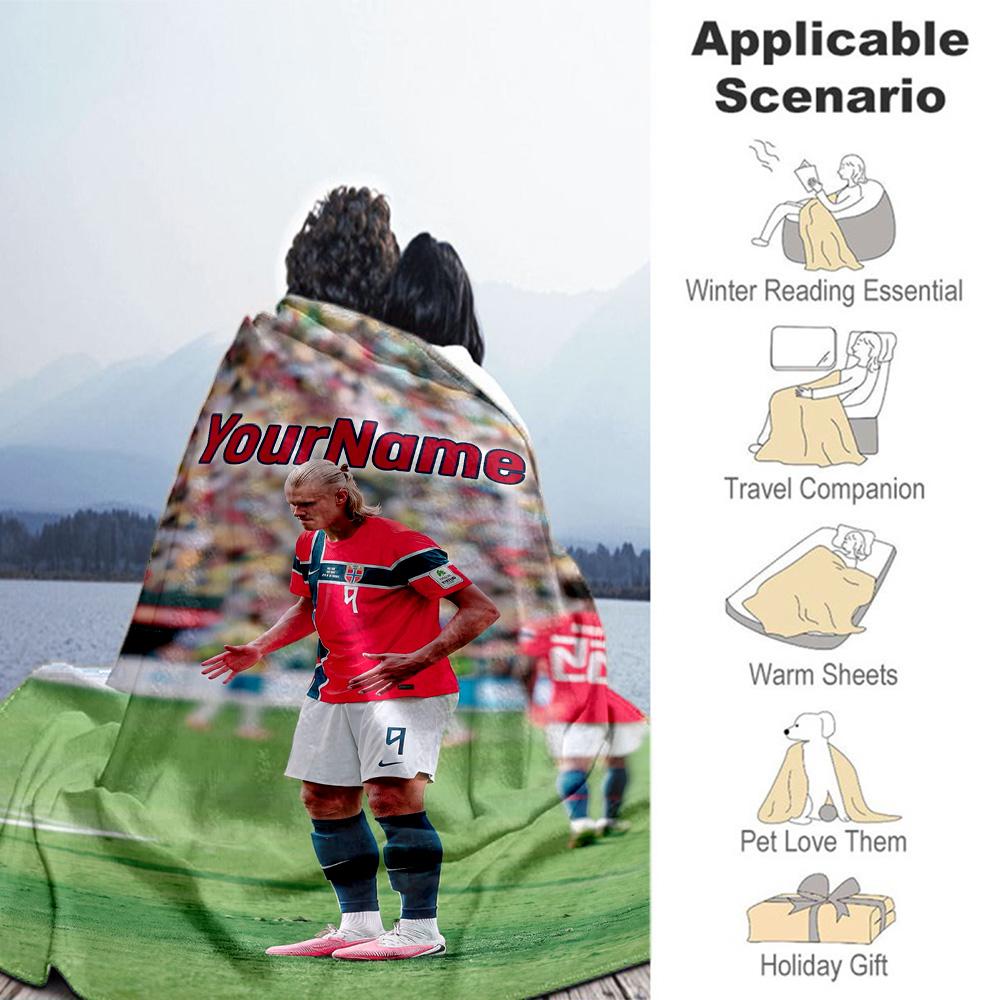 Haaland 72 Personalized Name Blanket Lightweight Personalized Blanket Comfortable Throw For Picnics Living Room Bed Sofa All-Season Use