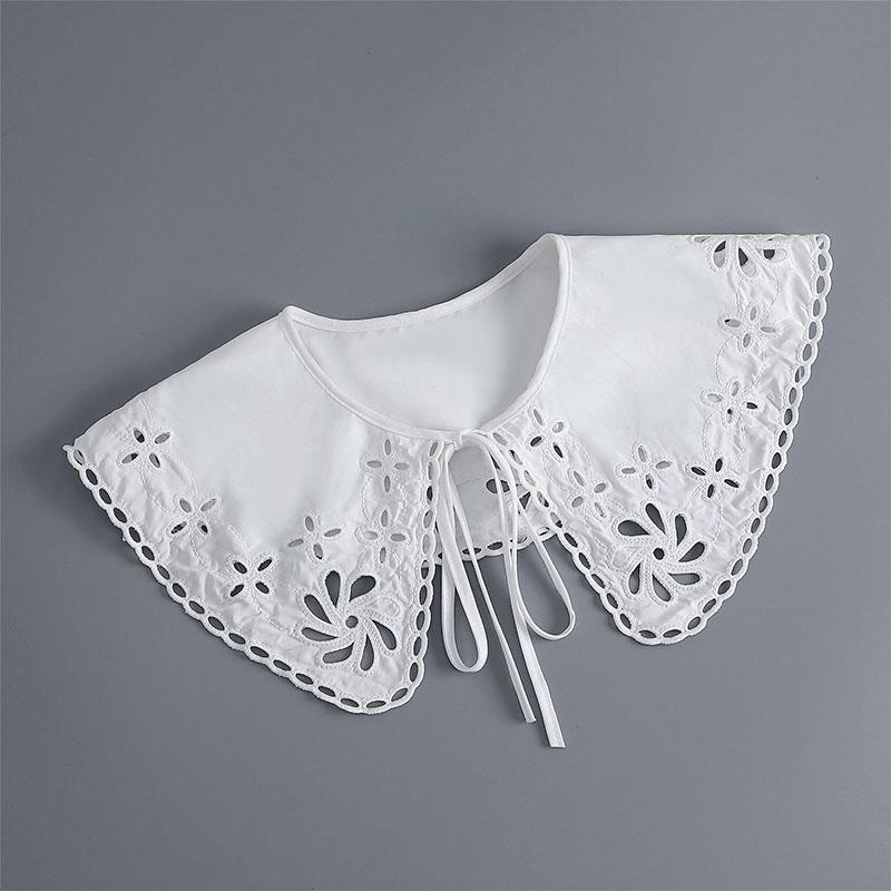 Removable Lace Doll Fake Collar Women Tie Ladies White Shawl Wrap Detachable Embroidered Lapel False Collar Clothes Accessory