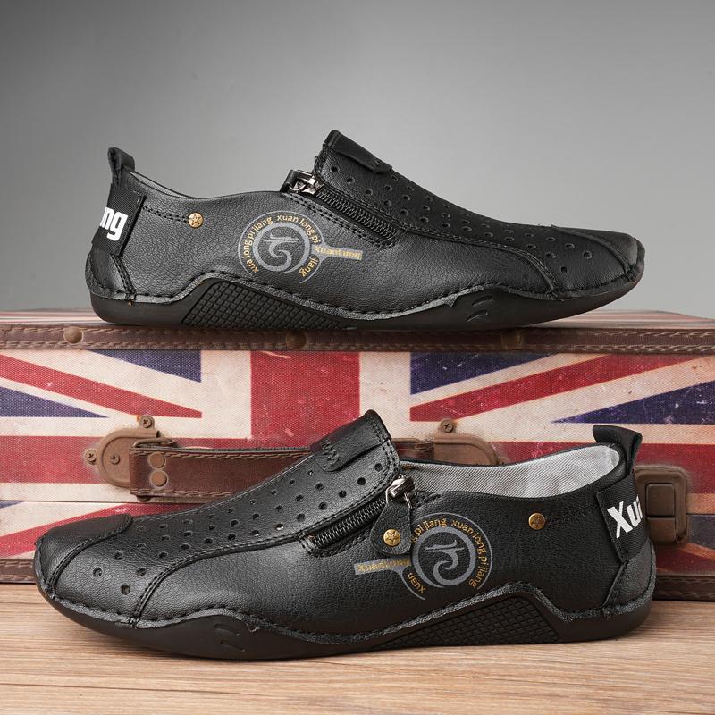 

Summer New Fashionable Hot Selling Casual Octopus Bean Shoes Brand Men Outdoor Comfortable Soft Soled Casual Sports Leather Shoe 48 чёрный