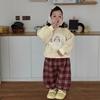 Children's autumn and winter new clothes baby winter clothes girls fleece sweater plaid pants set