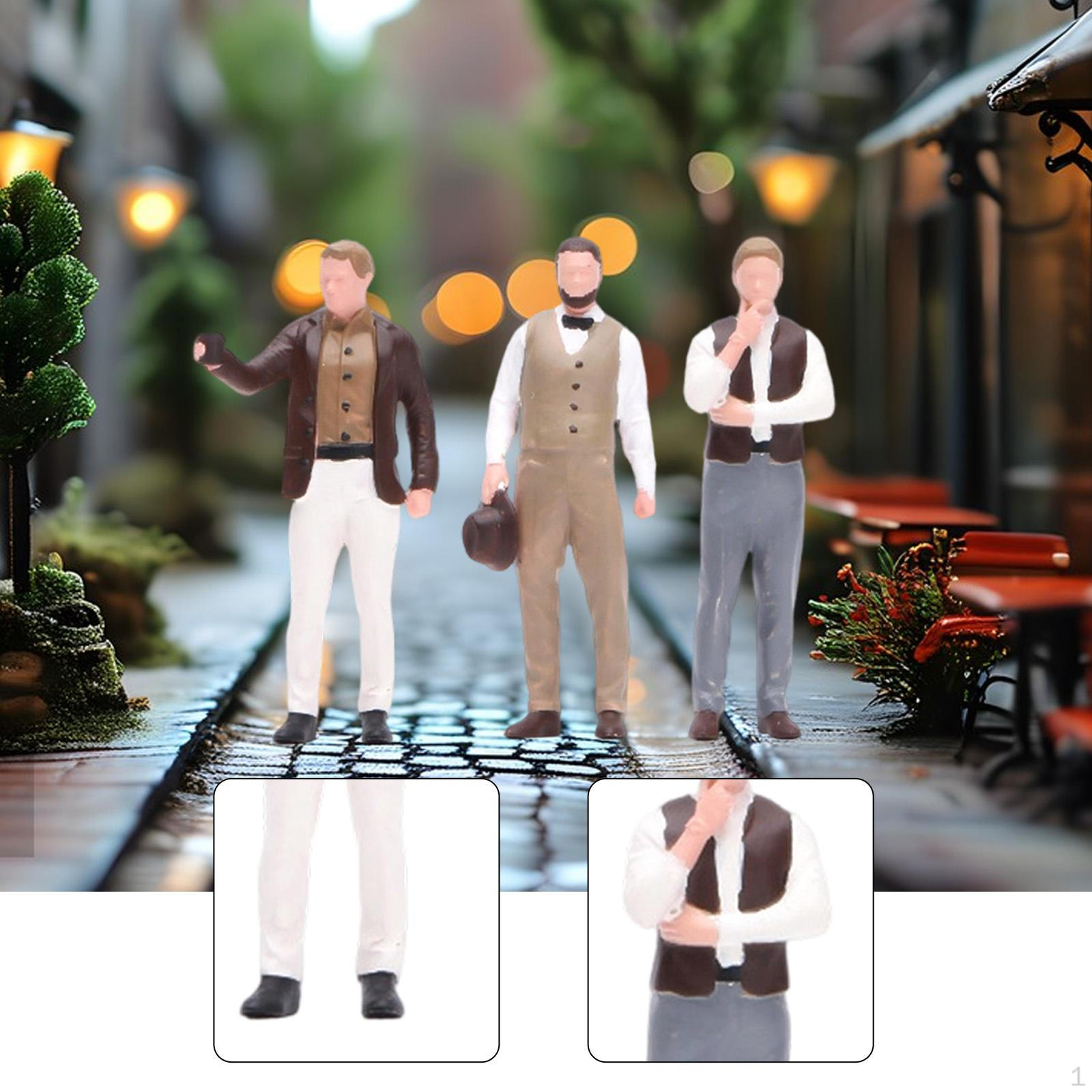 

3Pcs 1/64 Figures People Figurines Collections Hand Painted British Men for Layout DIY Projects