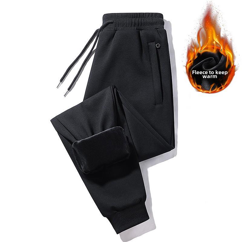 2025 Men's Loose Fit Velvet-Lined Winter Sports Pants with Zipper Cuffs