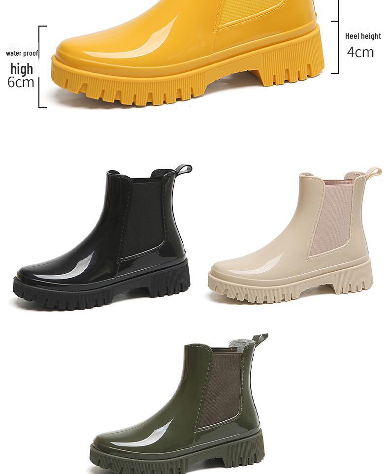 Korean Mid-Tube Women's Rain Boots: Wear-Resistant, Waterproof and Non-Slip with Soft Soles. Ideal for Outdoor Use.