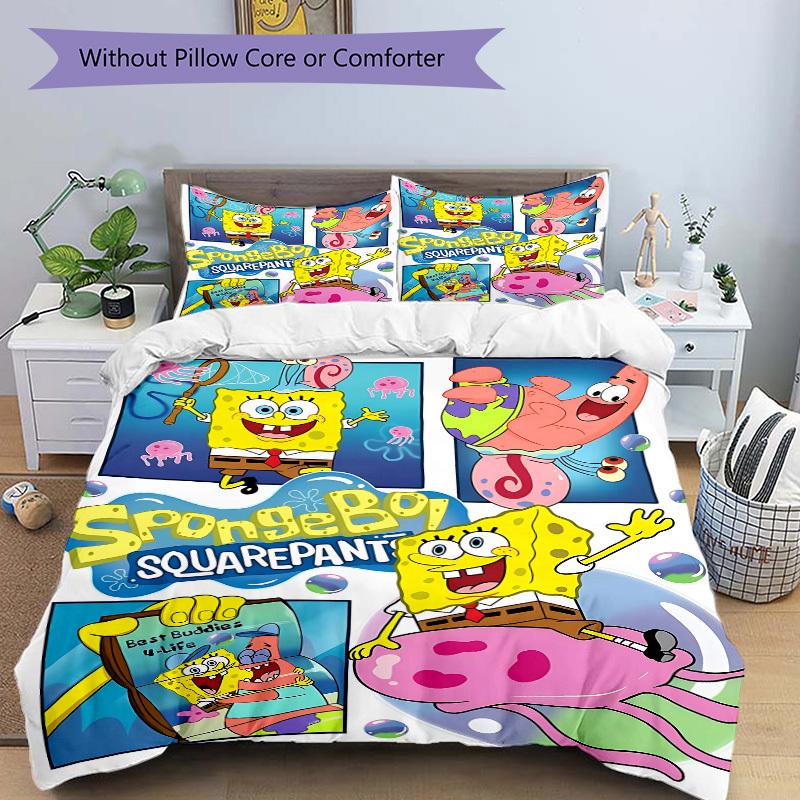 3pcs SpongeBob Bedding Set: Perfect for Bedroom or Guest Room. Soft and Comfortable with No Core Included Yy251010129