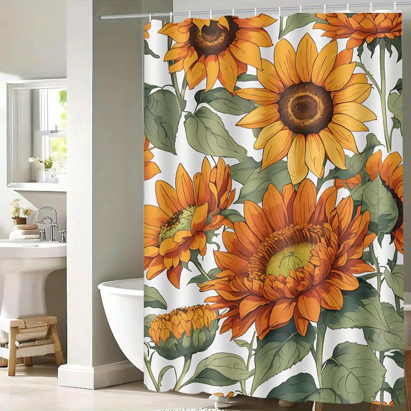 

Nordic Leaves Washable Dirt-Resistant Shower Curtain Shower Head Waterproof Polyester Bath Curtain For Home Decor Accessories W60H190(CM)-1 Pcs