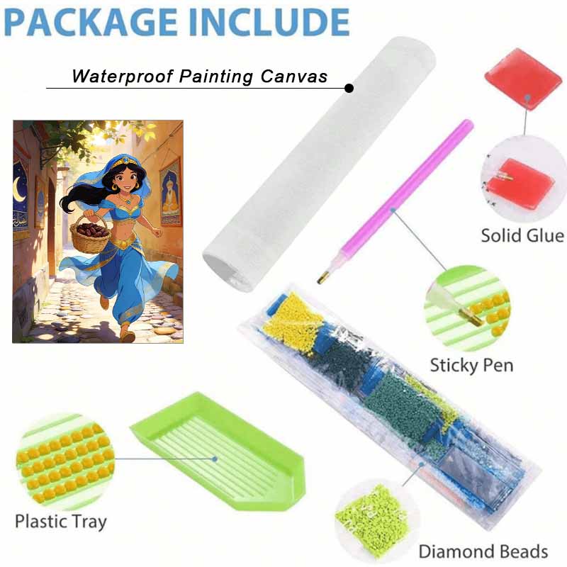 Disney Diamond Art Painting Kit 5D Jasmine Princess Diamond Painting Dot Art Kit Home Wall Decor