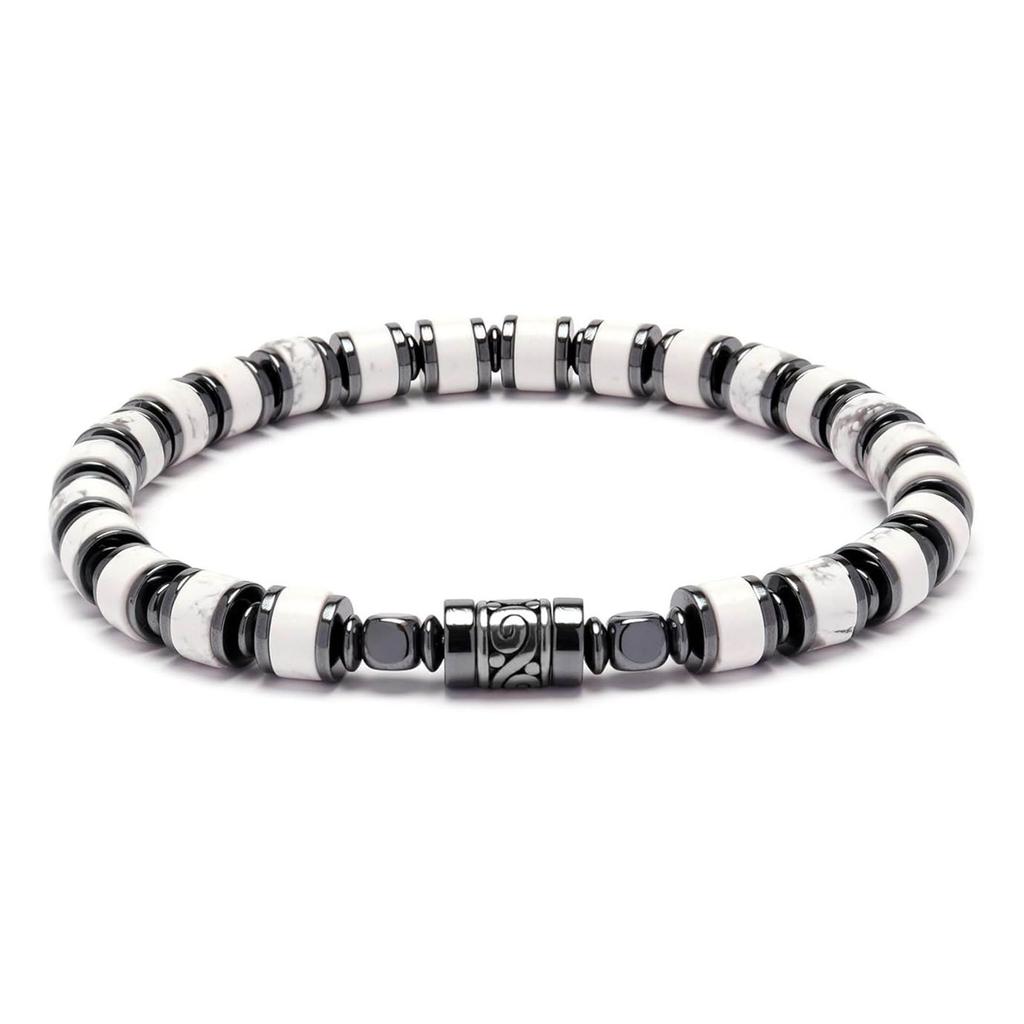 Bohemian Natural Stone Alloy Spacer Turquoise Elastic Bracelet 4mm Natural Wheel Bead Bracelet