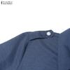 ZANZEA Women Classic Short Sleeve Blouse and Pants Casual Two Piece Suit Sets