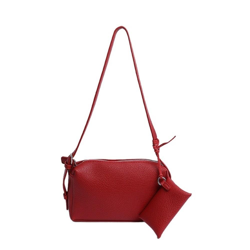

Simple Soft Leather Crossbody Bag Versatile Women s Handbags Stylish Soild Color Boston Bag Female красный