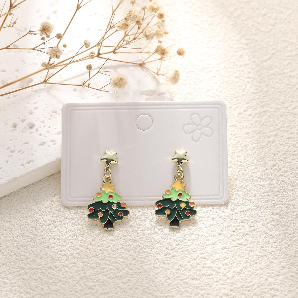 European & American Cartoon Rhinestone Christmas Earrings – High-End Asymmetrical Festive Jewelry for Women