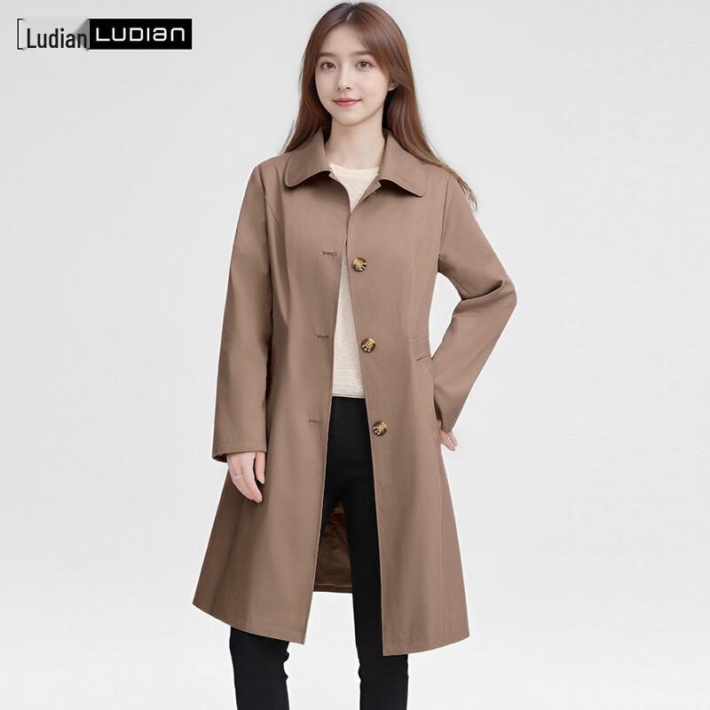 LUDIan Women s British Style Mid-Length Trench Coat L