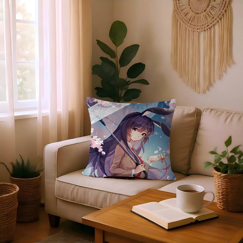 Sakurajima Mai Anime Cushion Cover Car Throw Pillow Case For Sofa Car Christmas Gift 40x40cm 45x45cm