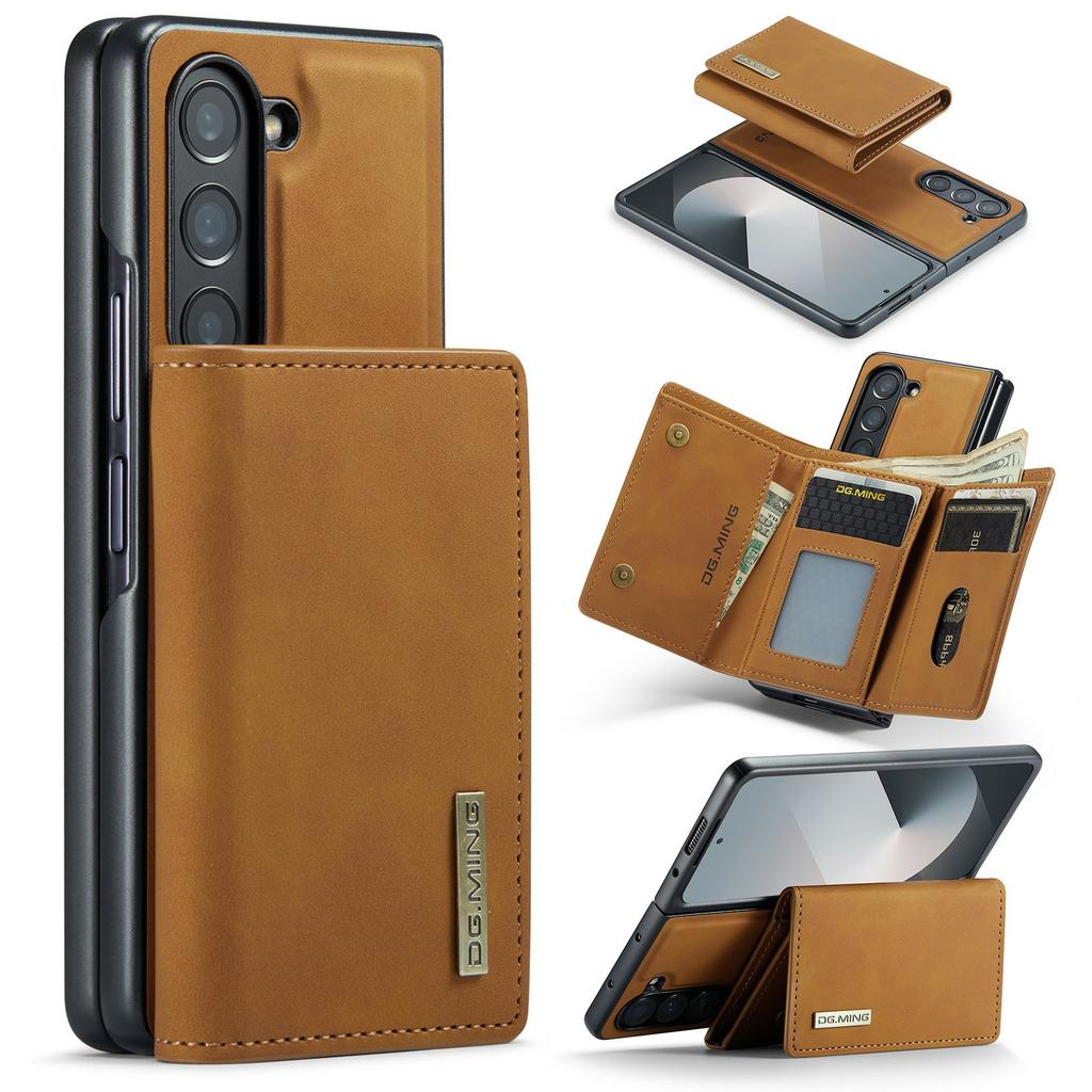 Funda DG.MING Serie M1 para Teléfono Samsung Galaxy Z Fold6 5G, Cubierta Trasera de PU + TPU + PC con Cartera Plegable Magnética y Soporte