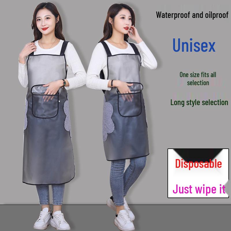 Waterproof Oil-Proof Semi-Transparent TPU Cooking Apron for Adults - Soft Leather, Hand Wiping, and Extended Coverage for Dishwashing.