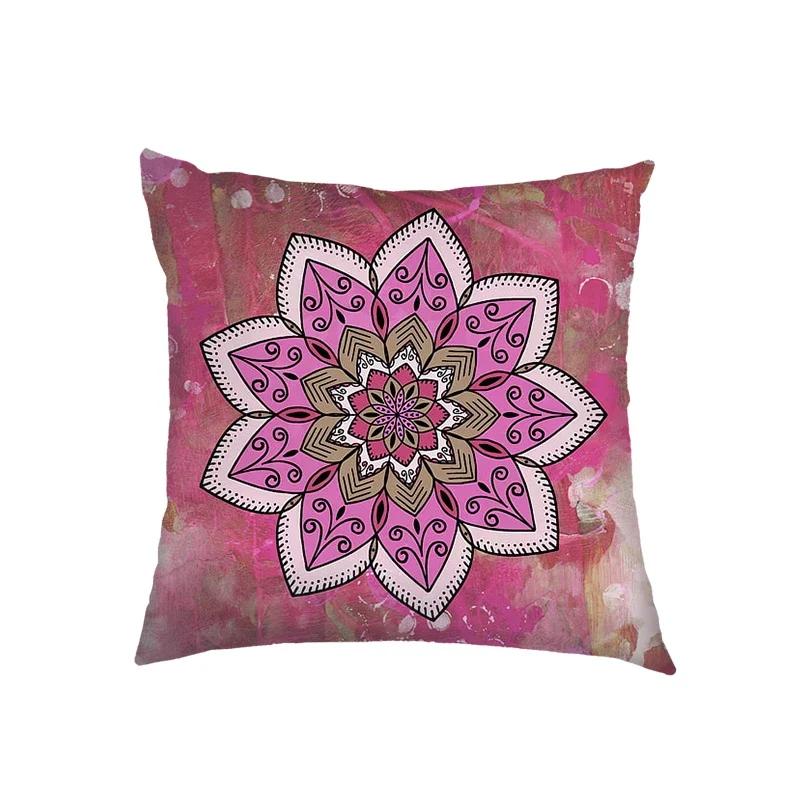 Mandala Floral Print Pillow Case Turkish Blue Evil Eye Cushion Sofa Cases Home Square Throw Pillow Cover Living Room Decoration