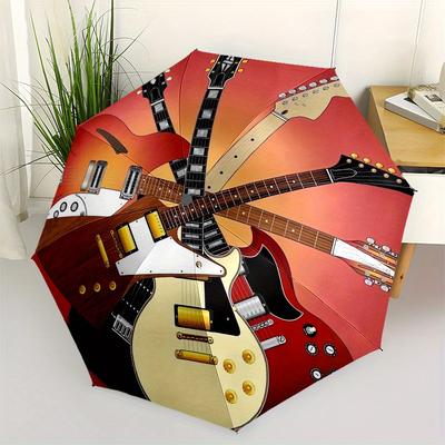 Guitar Collection Themed Eight Rib Automatic Folding Umbrella Is Suitable for Both Men and Women, Making It A Perfect Christmas and Valentin