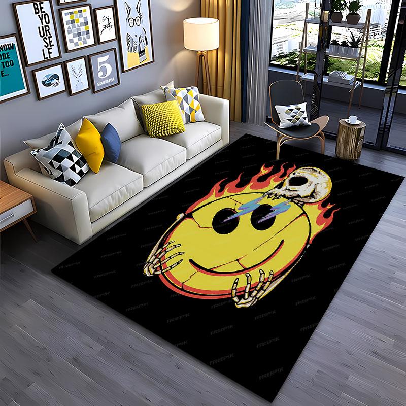 Tappeto Teschio Faccia Sorridente Creativo Divertente per Soggiorno Camera da Letto Corridoio Alfombra Antiscivolo Tappeto Divano Zerbino Decorazione Casa Tapete