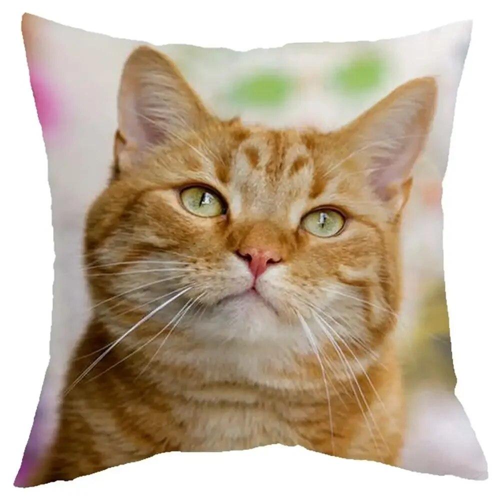 Cute Little Lazy Cat Living Room Sofa Decorative Cushion Cover Square Pillowcase Elegant and Fashionable Home Design 45x45cm