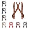 British Style Leather Suspenders Metal Clip Suspender Clip Casual Suspenders for Men  Suit