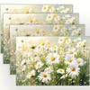 4/6/8Pcs Watercolor Daisy Placemats Premium Linen Table Mat Ideal for Household Dining Space Daily Practical Ornament