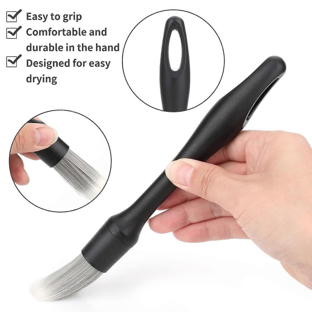 Car Detailing Brush Set, 3 Pcs Car Interior Detailing Brushes Natural Boars Hair Detail Brush Auto Ultra-Soft Detail