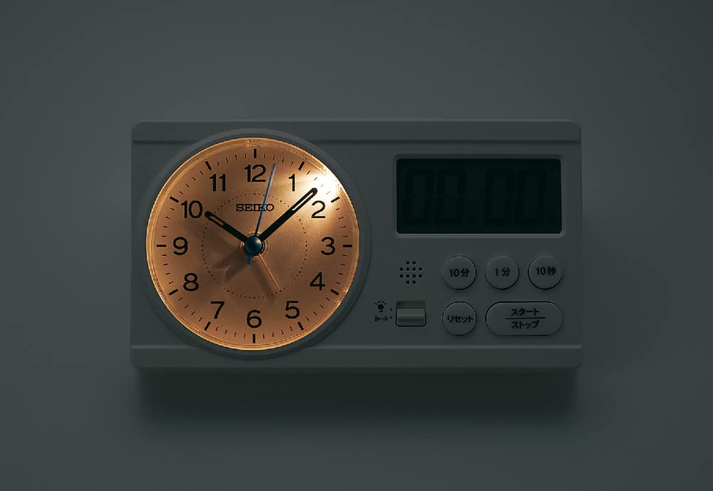 Seiko Clock Alarm Table Hideo Kageyama Study 60 x 160 x 88 BC418W Clock, Clock, Educational, 100-Square Calculation, Model, Time, White, mm,