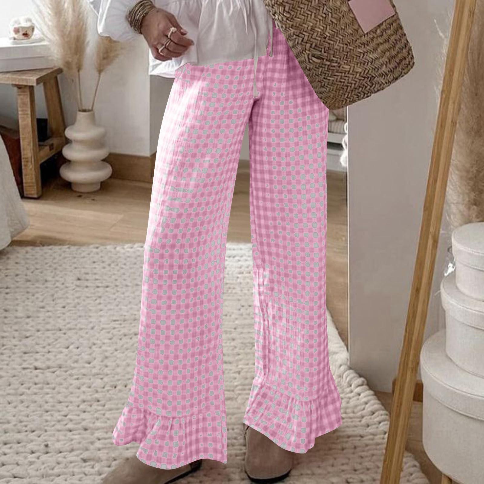 

Женские брюки с оборкой по низу, на кулиске, с эластичной талией, удобные, свободные брюки палаццо с карманами S