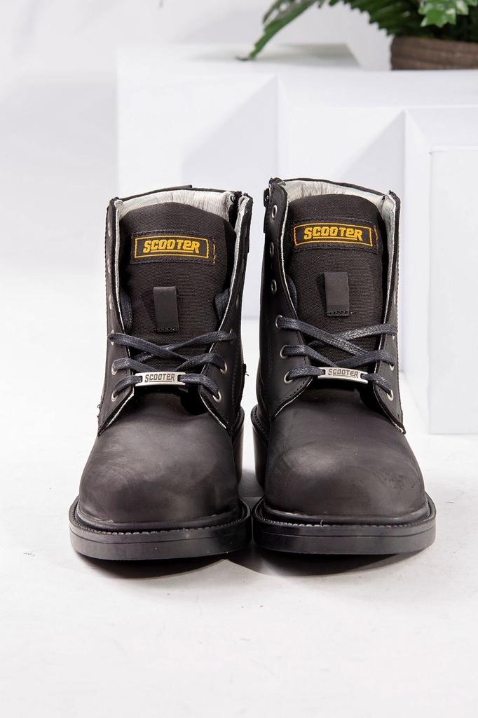 Men's Fashion Genuine Leather Flat Heeled Booties Bootie Genuine Nubuck Leather Waterproof Black Boots Shoes