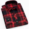 Classic Plaid Casual Shirts for Men Long Sleeve Sueded Warm with Chest Pocket