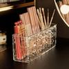 Transparent Luxury Organizer: Desktop Storage Box with Mirror for Makeup, Brushes, Eyebrow Pencils & Stationery.